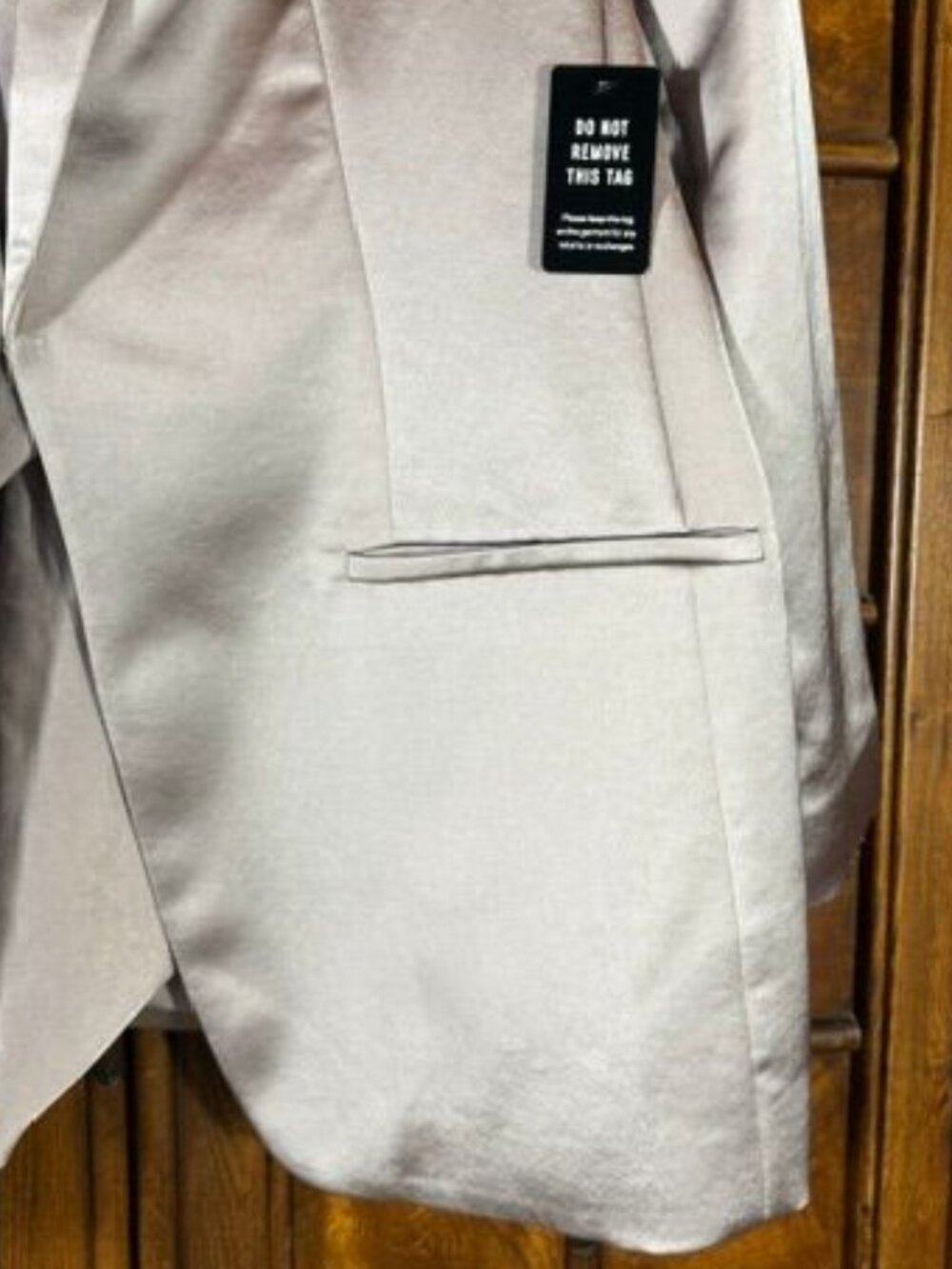 Express Taupe Premium Satin Tie Belt Notch Collar Blazer - Picture 3 of 6